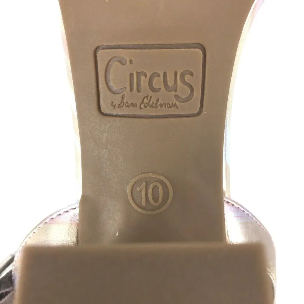 Circus by Sam Edelman Esther Chunky Heel Sandal Silver Metallic Size 10 NWOB